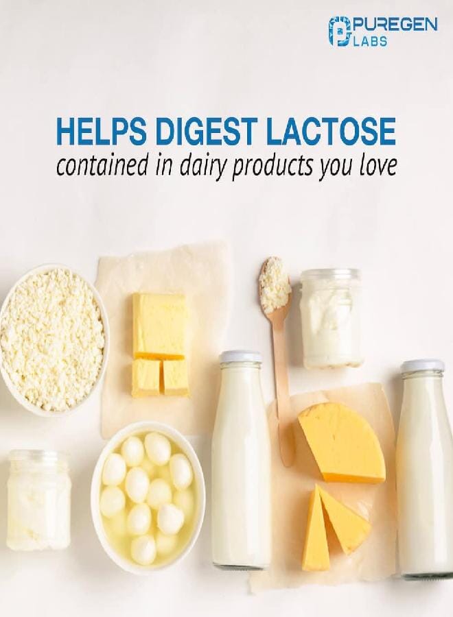 Puregen Labs Dairy Relief Fast Acting Lactase Enzyme 9000 FCC, Lactose Intolerance Pills 360 Tablets - Image 4